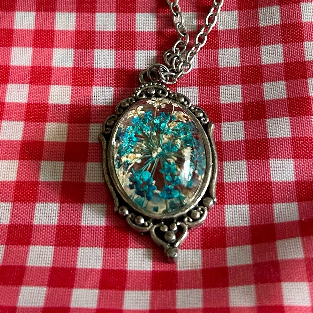 Silver and Blue Vintage-Inspired Necklace
